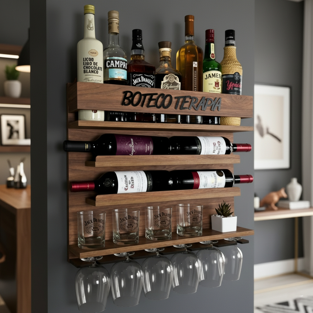 Barzinho com Prateleiras e Adega de Parede 3 tipos de frase e 2 cores escolha o seu em Oferta na Shopee