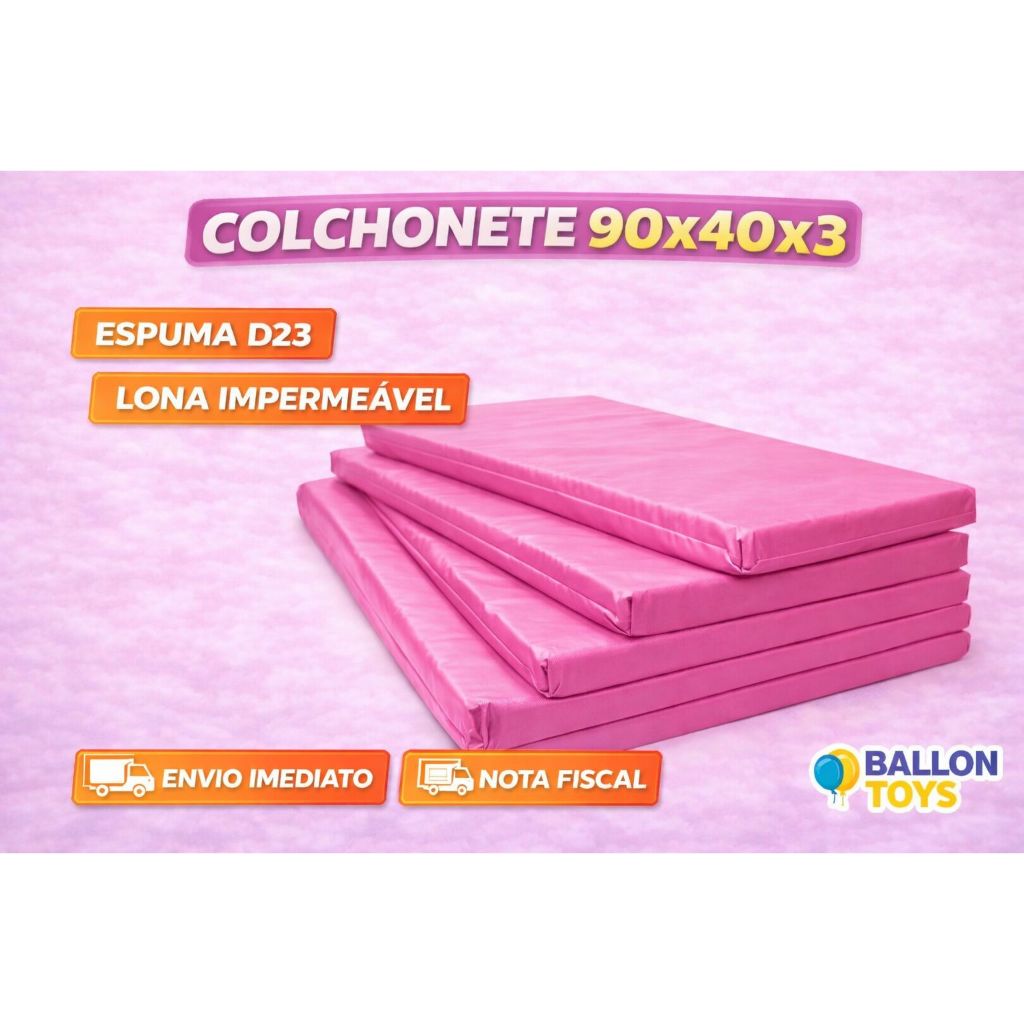 5 Colchonetes Rosa Academia Premium 90x40x3 com Espuma Macia Impermeável Compacto Fit Mat Yoga Pilates