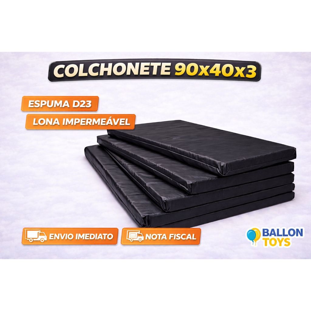 5 Colchonete Preto Academia Premium 90x40x3 com Espuma Macia Impermeável Compacto Fit Mat Yoga Pilates