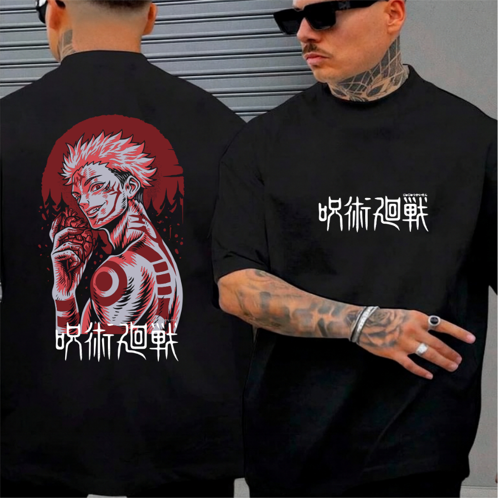 Camiseta Anime Jujutsu Kaisen Sukuna Coração Oversized Premium Streetwear Casual Academia Treino