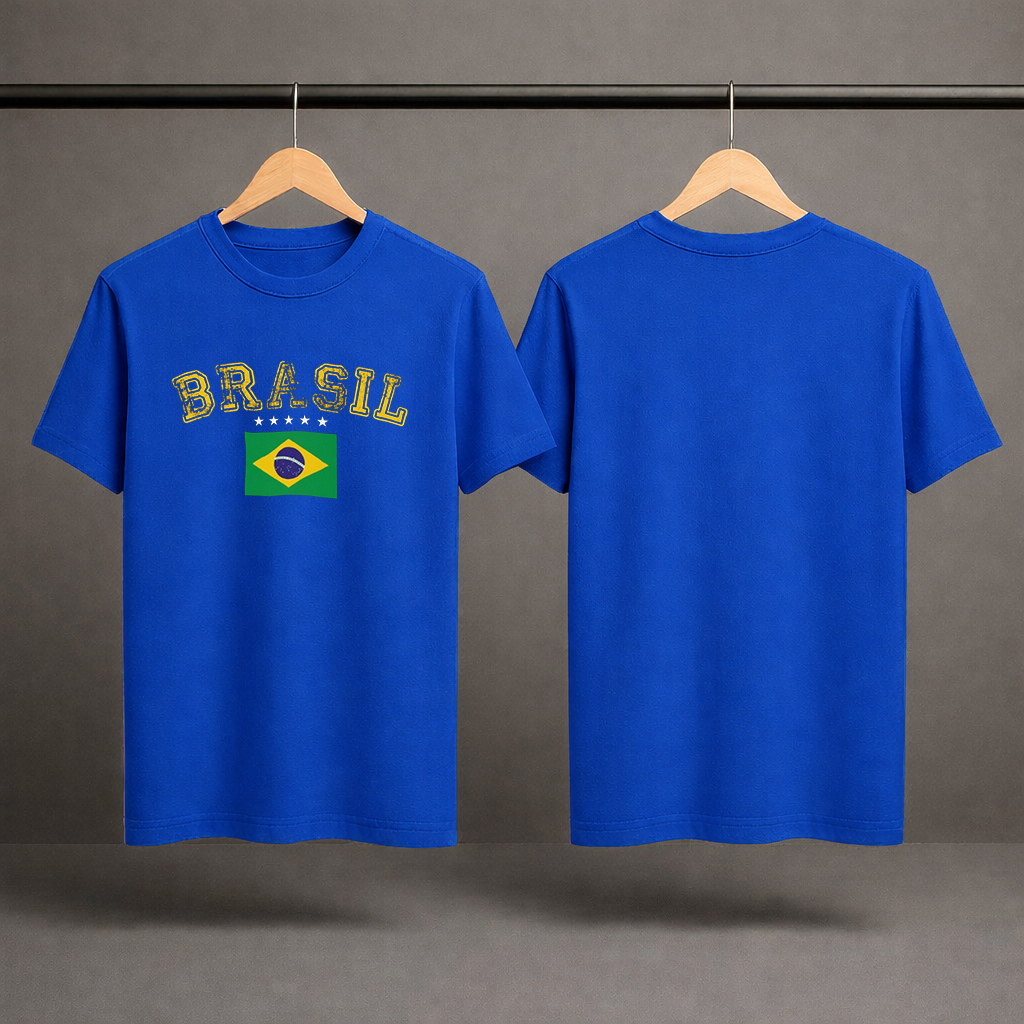 Camiseta Básica Unissex Brasil Copa do Mundo Futebol Brasil Campeão Lançamento