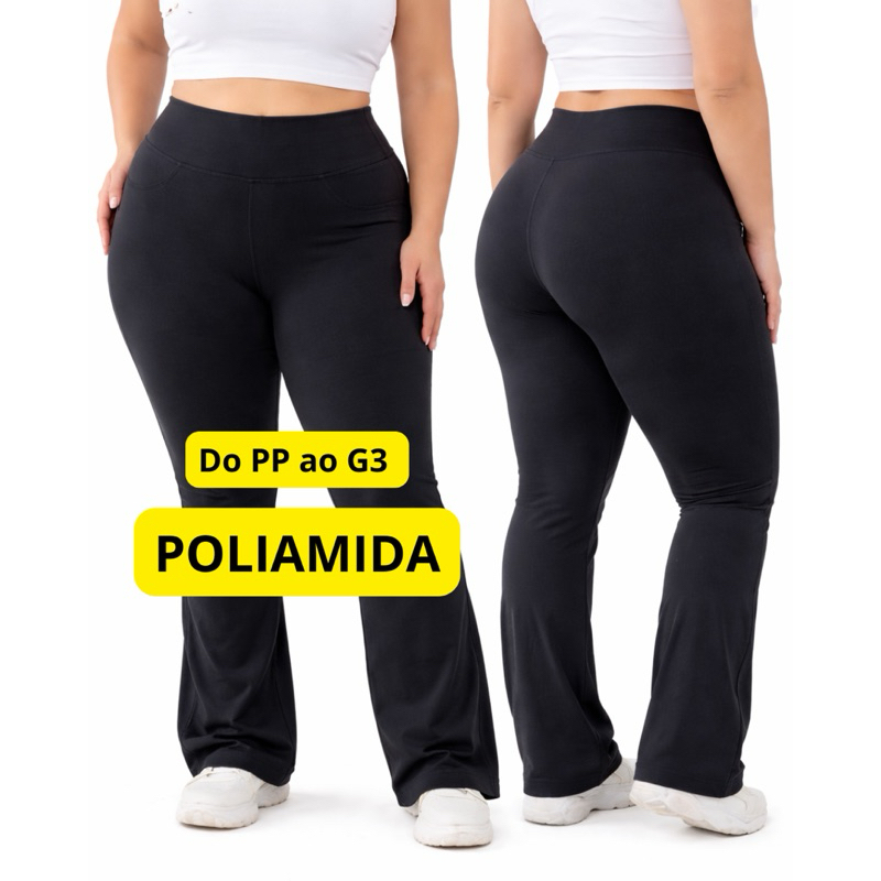 Calça Feminina Legging Flare Bailarina Cintura Alta Plus size Tamanho PP ao G3