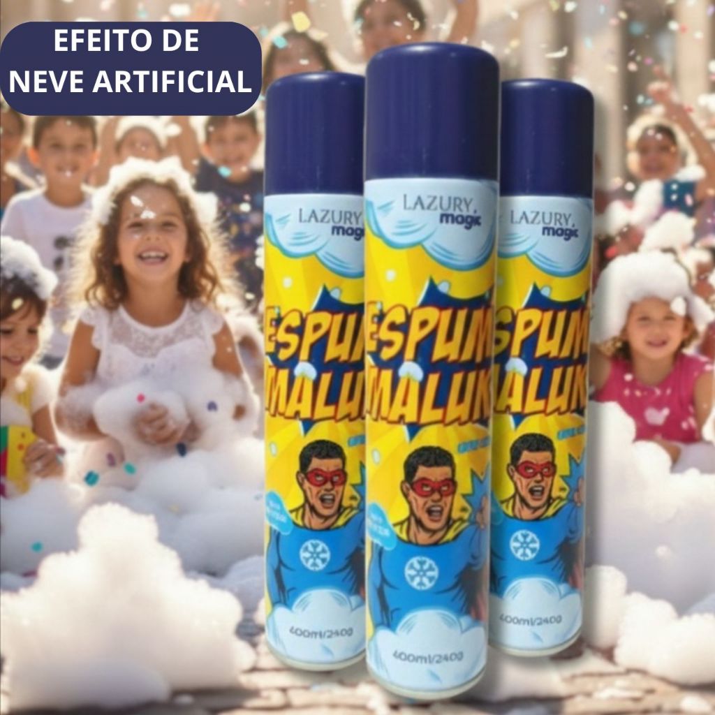 Espuma Carnaval Neve Articial Spray 400 ml Atóxico Festas Infantis Bloquinho Festa Fantasia Maluca
