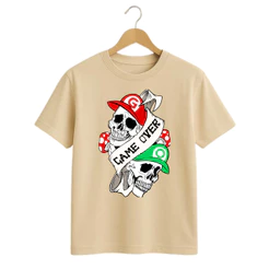 Camisa Retro Jogos Vídeo-Game Unissex Camiseta Confortavel Gamer Over Caveira Estilo Casual
