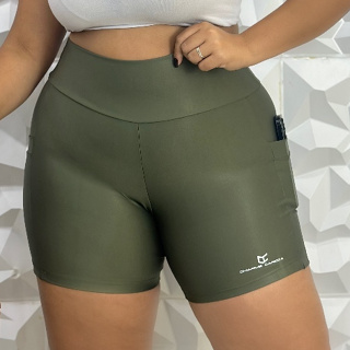 Short fitness Plus Size com Bolso Porta Celular Academia Zero Transparencia Cós Alto cintura alta em Oferta na Shopee
