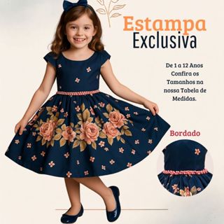 Roupa Infantil menina Dia-das-Crianças Formatura Natal Festa Luxo Jardim Estampado Verão Promoção em Oferta na Shopee