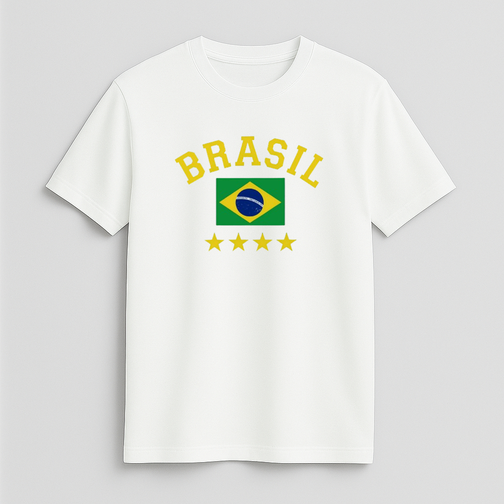 Camisa Blusa Brasil Copa Do Mundo 2026 Futebol Bandeira Camiseta 100% Algodão