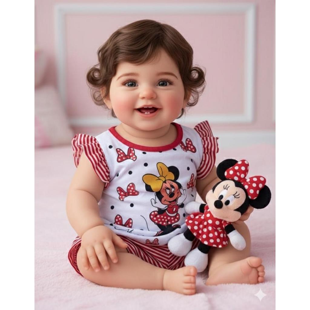 Conjunto Bebê Menina Minnie | Blusinha + Short | 0 - 3 meses | Look Verão Confortável | Ideal para Passeios