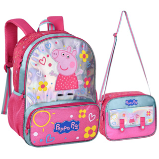 Kit Mochila Escolar Infantil Media 14L e Lancheira Termica Menina Peppa Pig Oficial em Oferta na Shopee