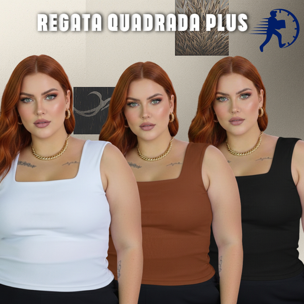 Blusa Camisa Regata Regatinha Decote Quadrada Plus Size Suplex Tecido Confortável Feminina 46 ao 52 em Oferta na Shopee