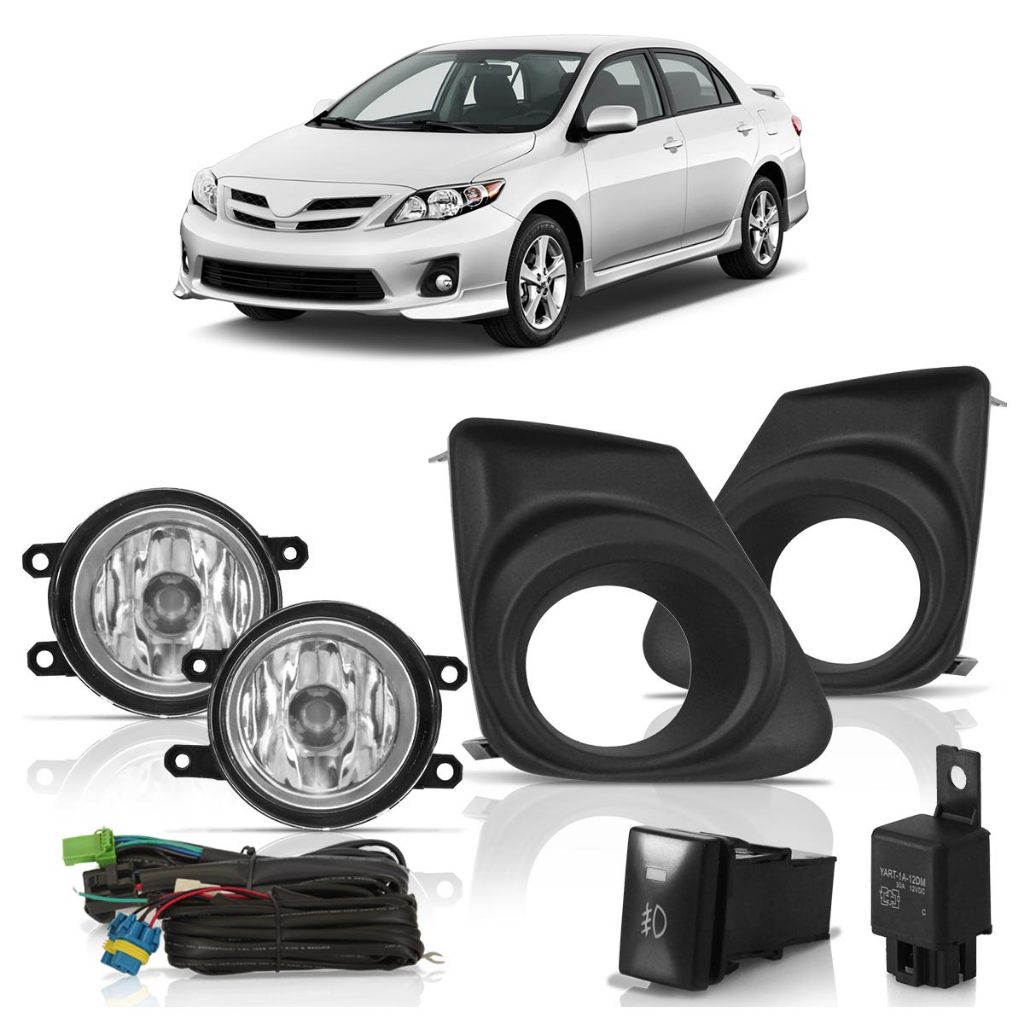 Kit Farol Milha Auxiliar New Corolla 2012 2013 2014 Lente Lisa Vidro
