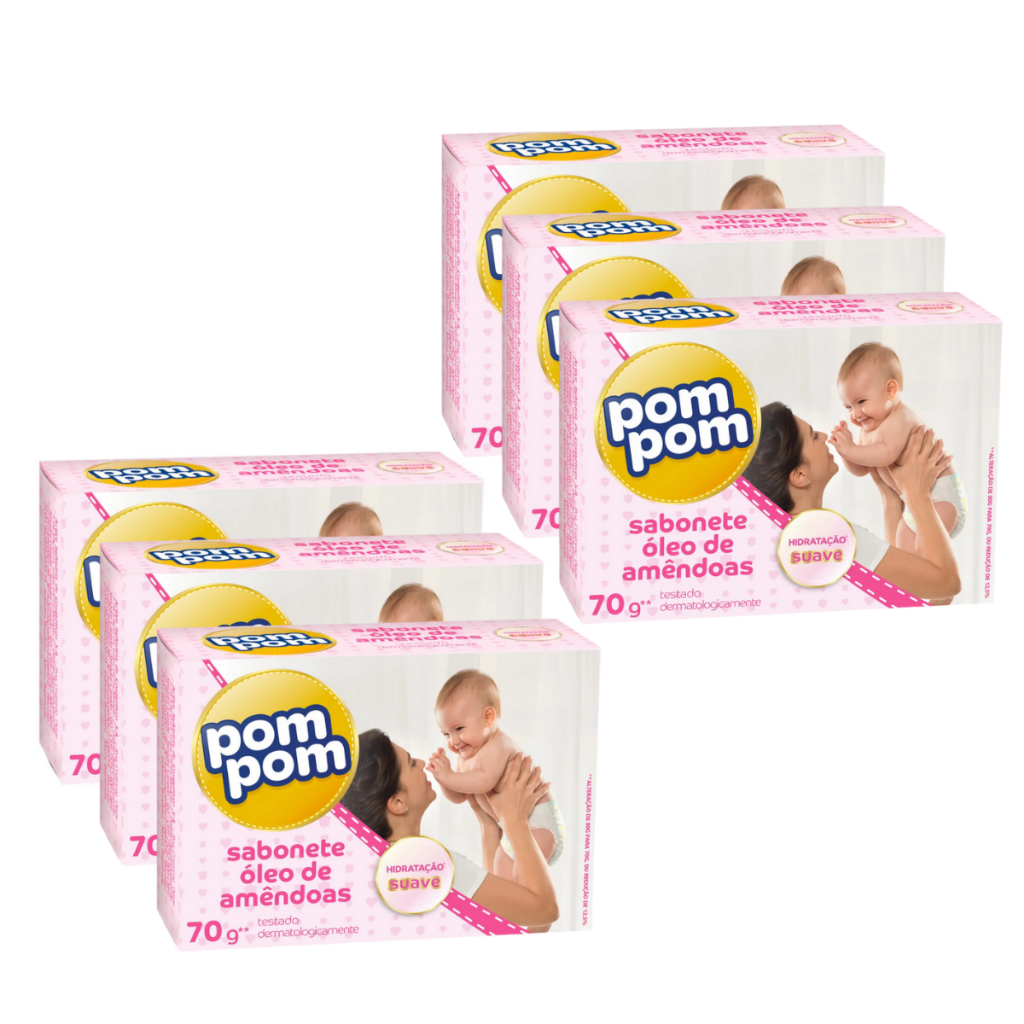 Kit com 6 Sabonetes Pom Pom Óleo de Amêndoas 70g