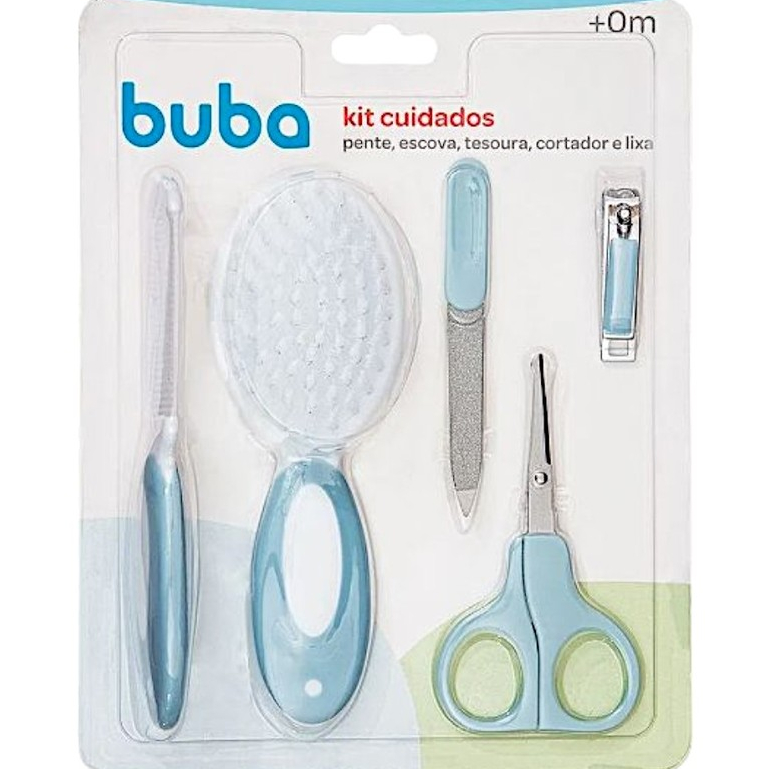 Kit Azul 5 Peças Cuidados e Higiene para Bebê Menino Recém Nascido Buba 136850