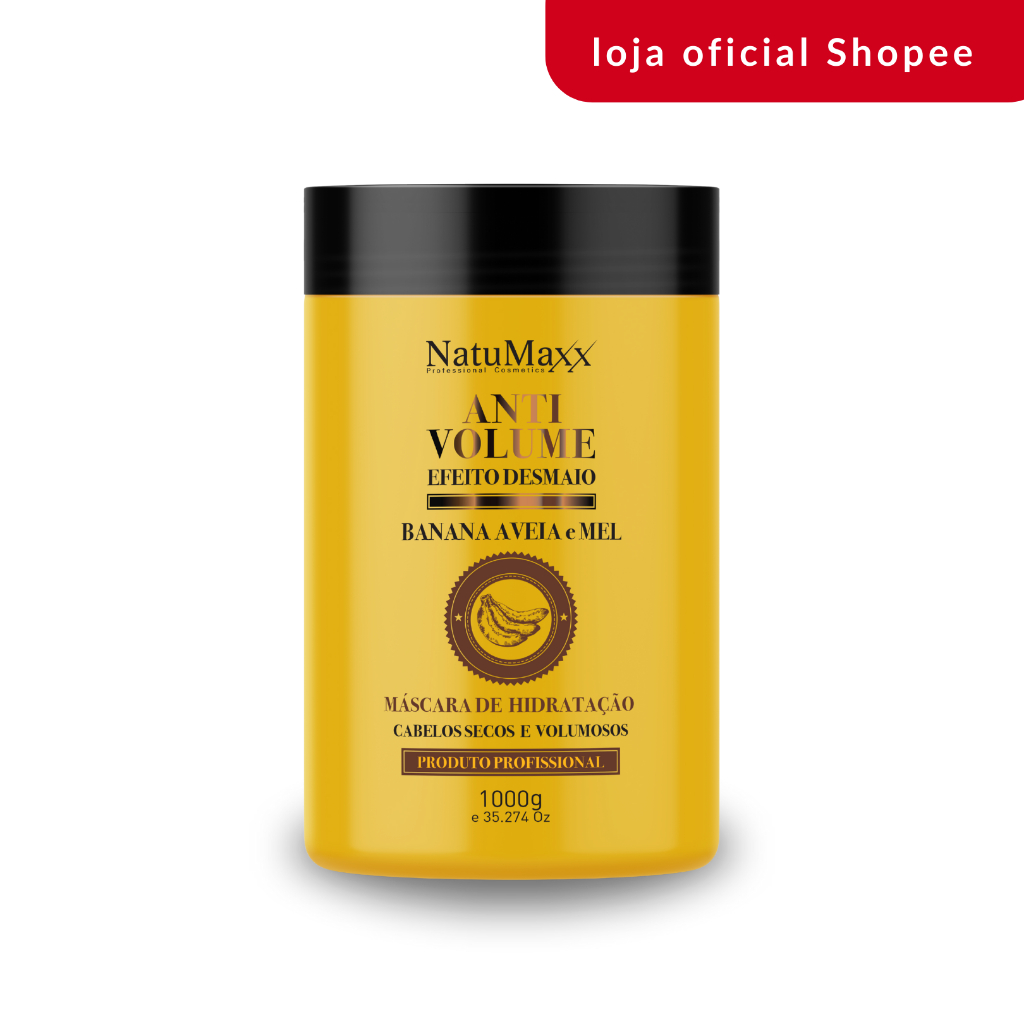 Máscara Capilar AntiVolume de Banana Natumaxx 100g/1kg - Hidratação Profunda e Efeito Desmaia Cabelo em Oferta na Shopee