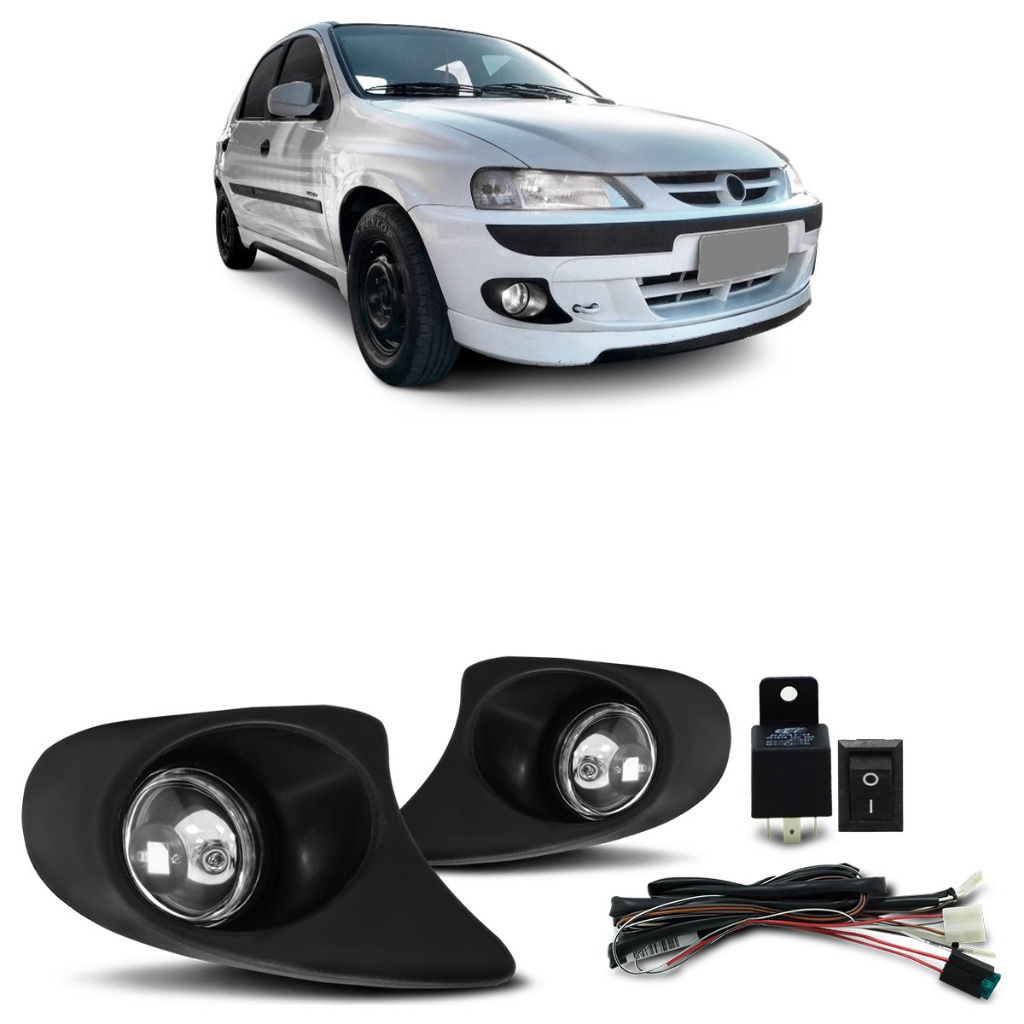 Kit Farol Milha Auxiliar Celta 2000 2001 2002 2003 2004 2005 2006 Botão Universal Lente Lisa Vidro em Oferta na Shopee