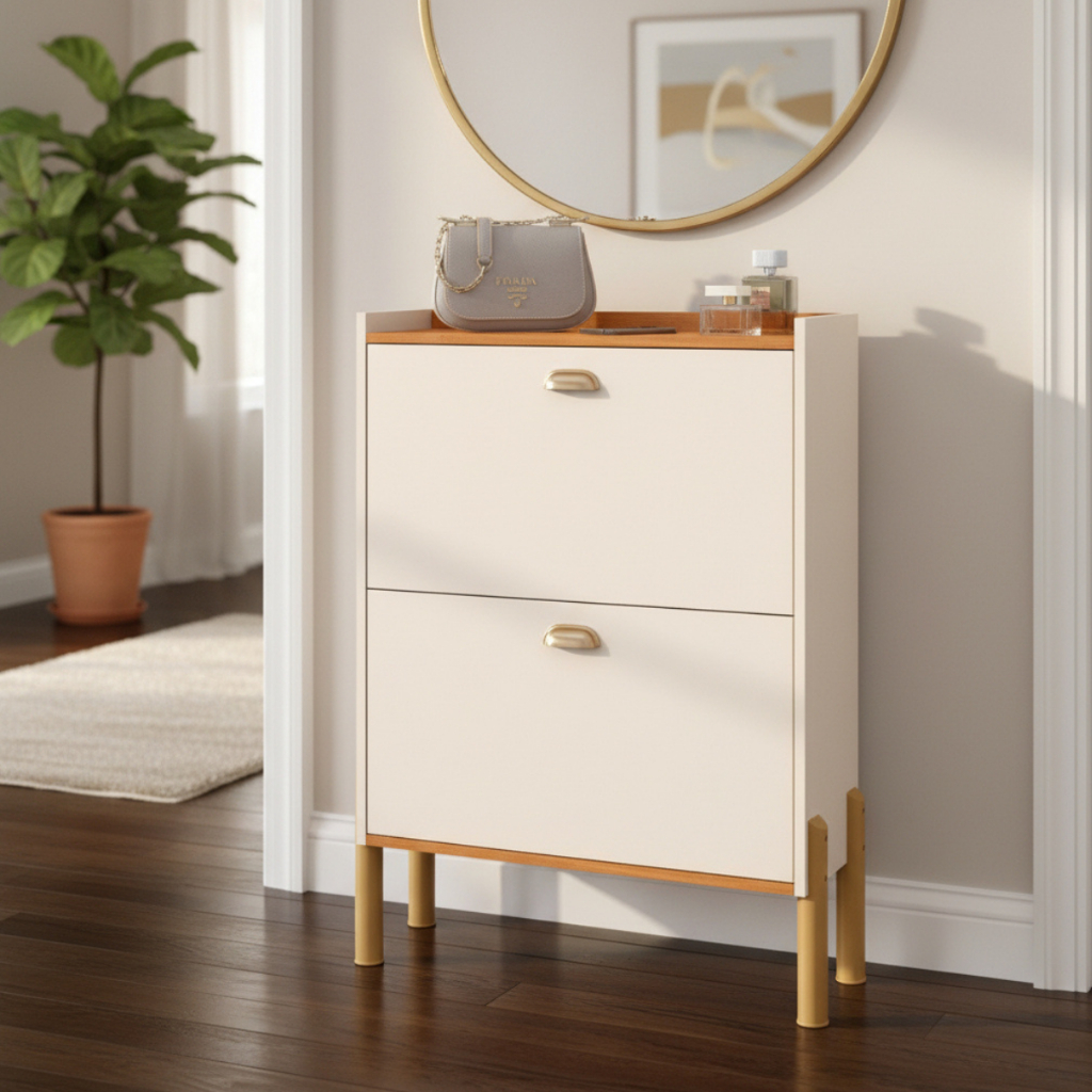 Sapateira Hall De Entrada Organizadora Quarto Puxador Concha Closet 12 Pares de Sapatos - Cores