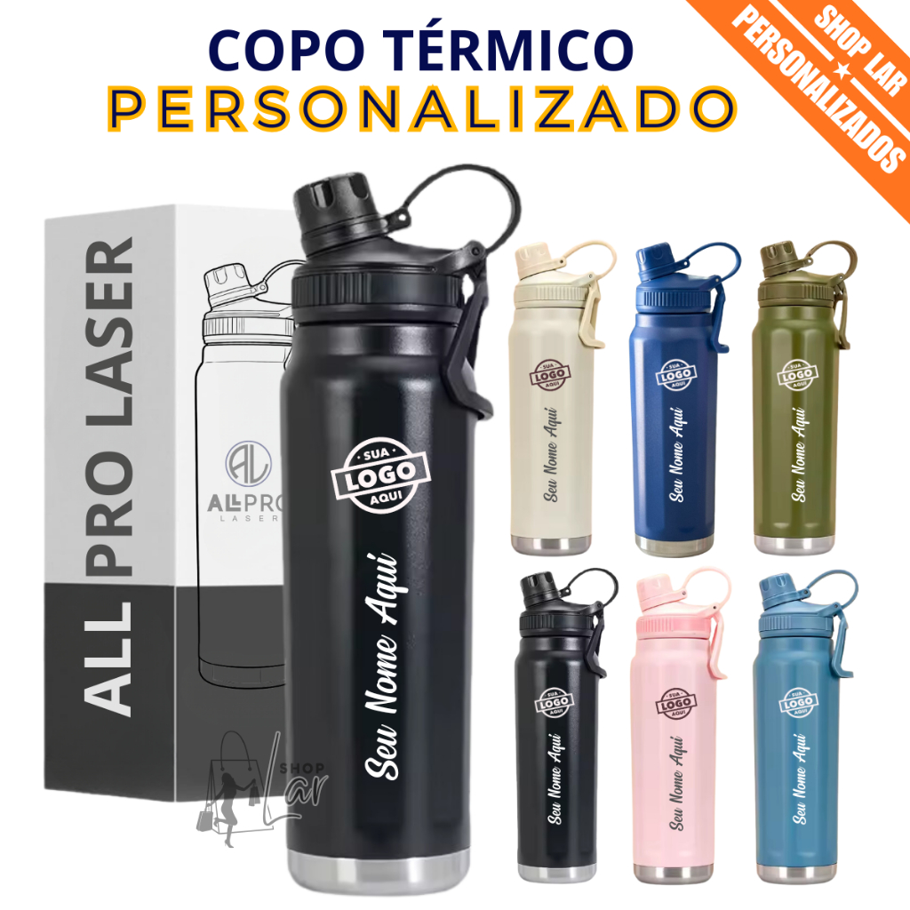 Garrafa Térmica Grande Capacidade Esportiva 750 ML Personalizado Logo Time Nome em Oferta na Shopee
