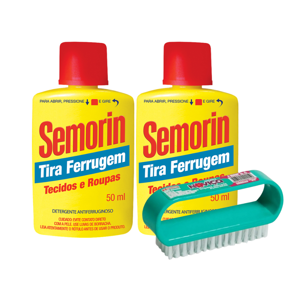 Semorin Tira Ferrugem Detergente Liquido 50ml - 2 Unidades + Escova Limpeza Delicada
