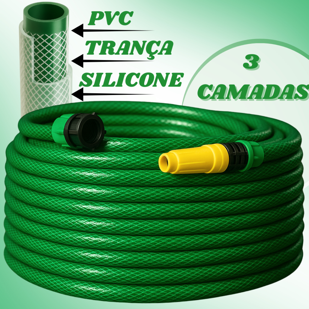 Mangueira de jardim Trançada Reforçada Metros Flexivel e Siliconada em Oferta na Shopee