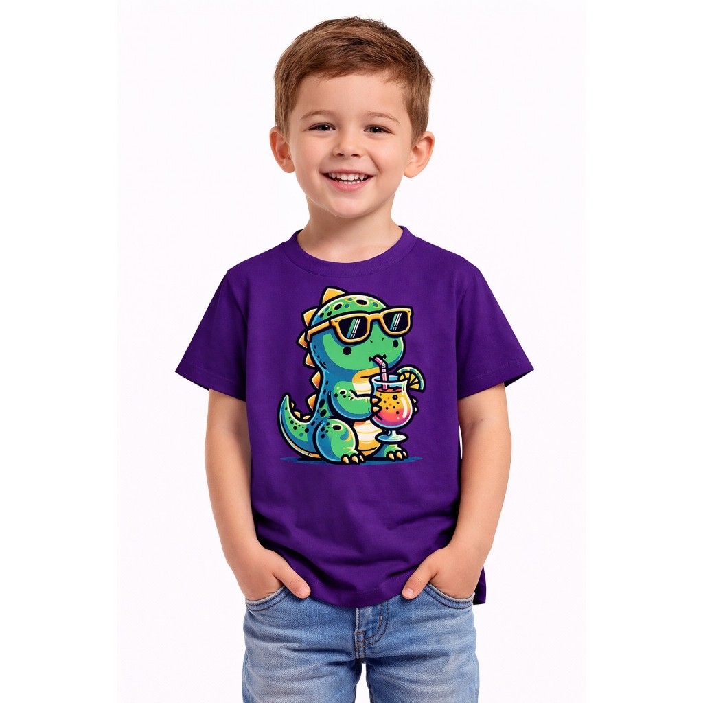 Camiseta Infantil Estampada Dinossauro 2 ao 14 100% Algodão