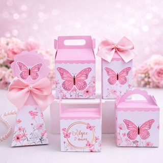 KIT PEGUE E MONTE - Kit festa Jardim das Borboletas Rosa Caixas Personalizada Lembrancinhas Jardim Encantado Borboleta em Oferta na Shopee