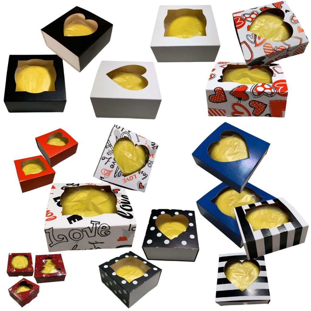 100 Caixas 8x8x3 Basculante Visor Vazado ou Sem Visor Para Sabonete,Presente,Aniversário,Das Mães,Namorado,Natal,Páscoa