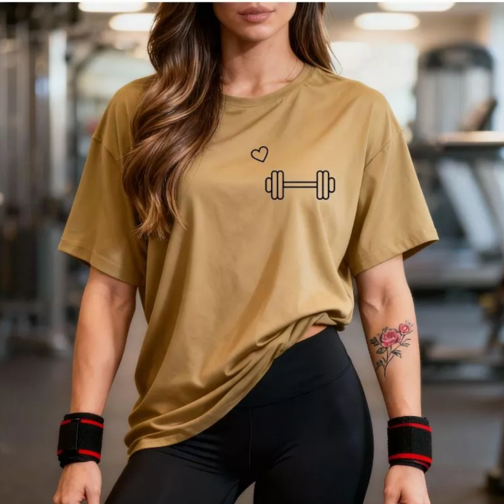 Camiseta Feminina Fitness Academia 100% Algodão T-Shirt Gym Musculação Crossfit Confortável  Halter