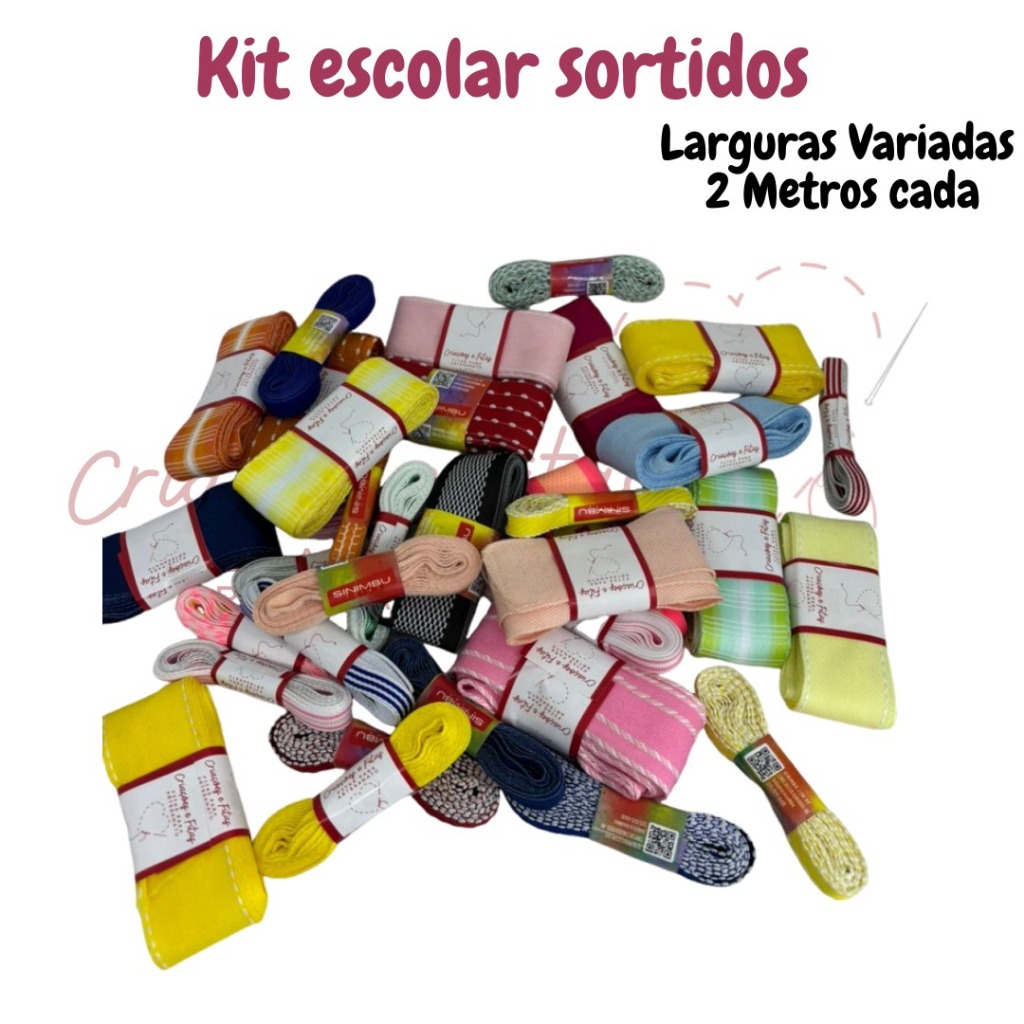 Kit Fitas Escolar peças com 2 metros 12 metros total (3peças 38mm e 3 peças 10mm) em Oferta na Shopee