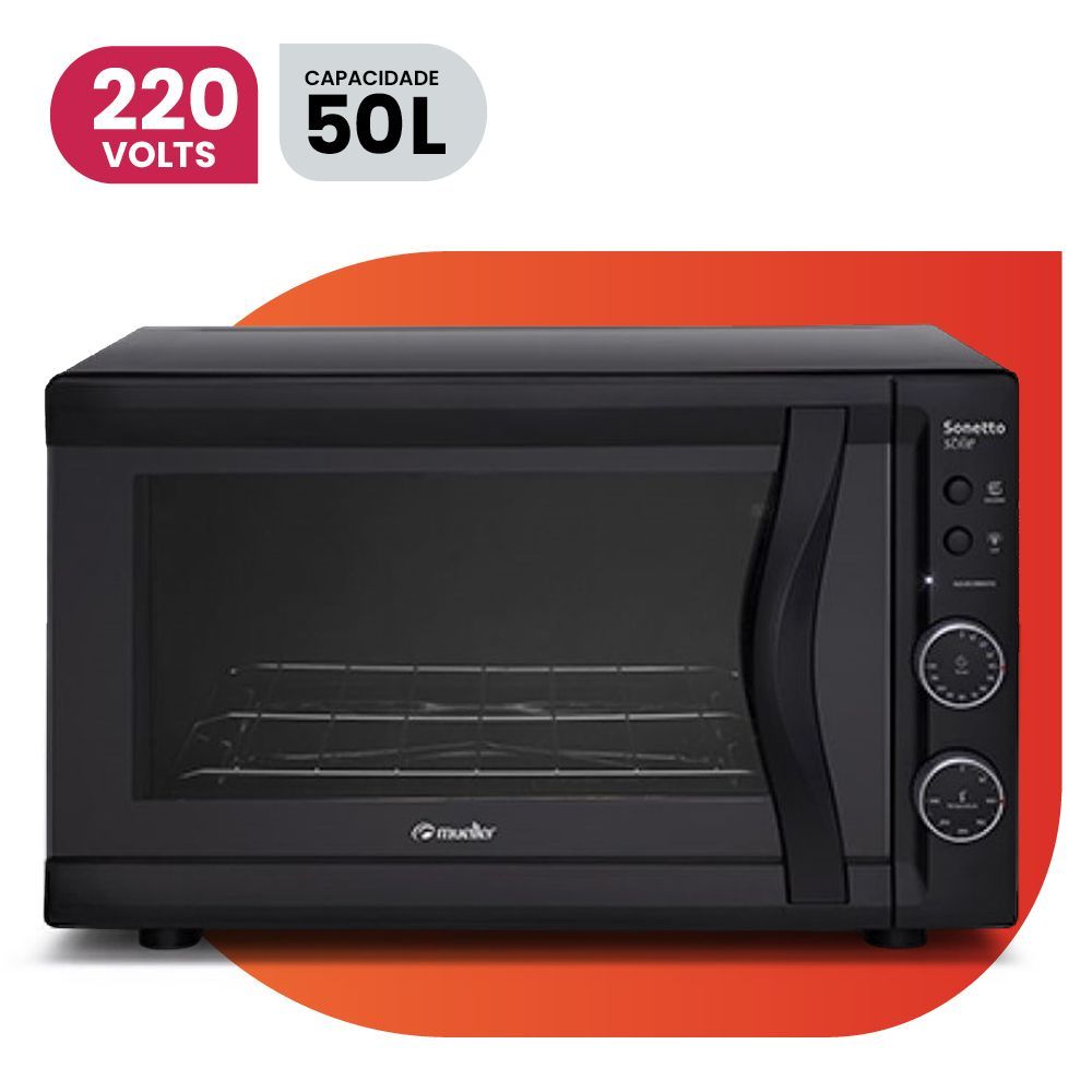 Forno Eletrico Mueller Sonetto 50 Litros Grill Dourador Preto Fosco 220V em Oferta na Shopee