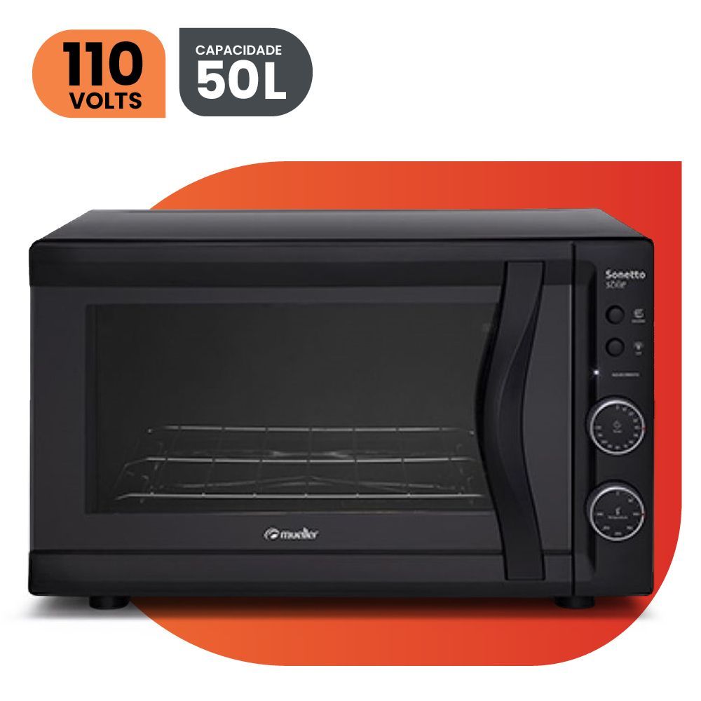 Forno Eletrico Mueller Sonetto 50 Litros Grill Dourador Preto Fosco 127V em Oferta na Shopee