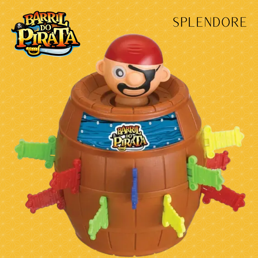 Barril Pirata Pula Pirata Brinquedo Infantil Educativo Espadas Medio Crianças Jogo de Mesa