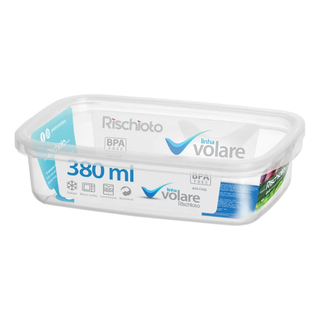 Pote Recipiente P/ Organização Volare Vasilha Retangular 380ml Rischioto