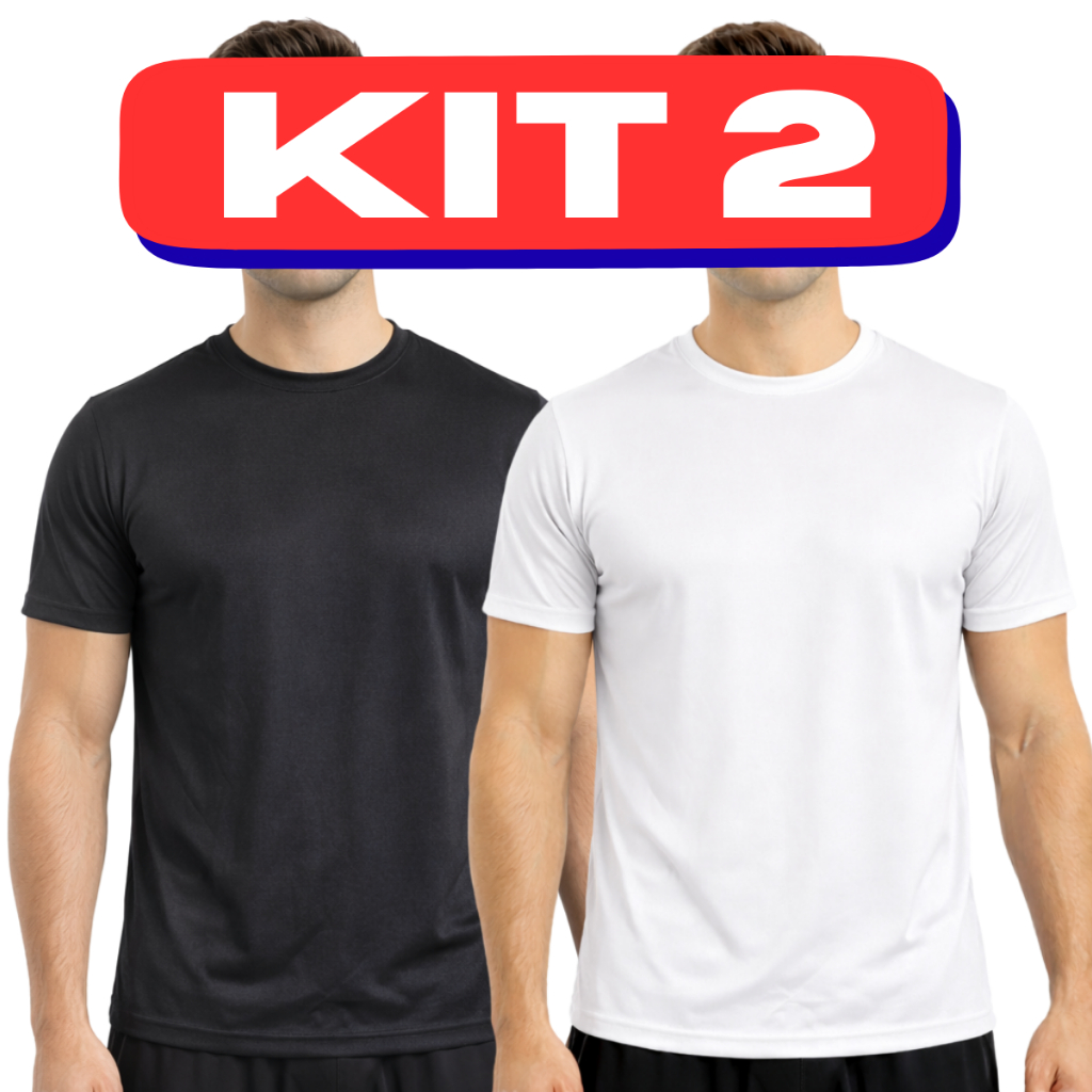 Kit 2 Camisetas Masculina Esportiva Dry Fit Tecido Frio Toque Gelado Academia Corrida Musculação Caminhada Treino