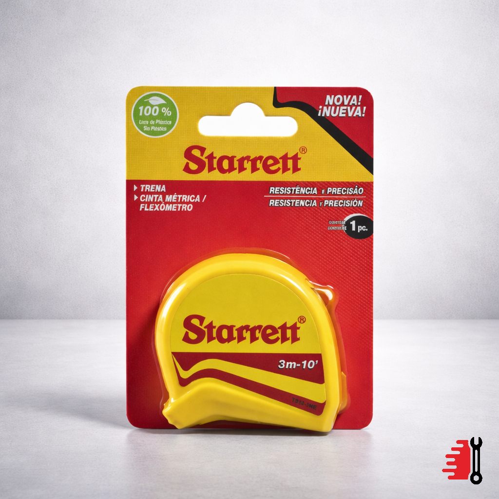 Trena De Bolso Starrett 3m Milímetros E Polegadas Profissional Com Trava