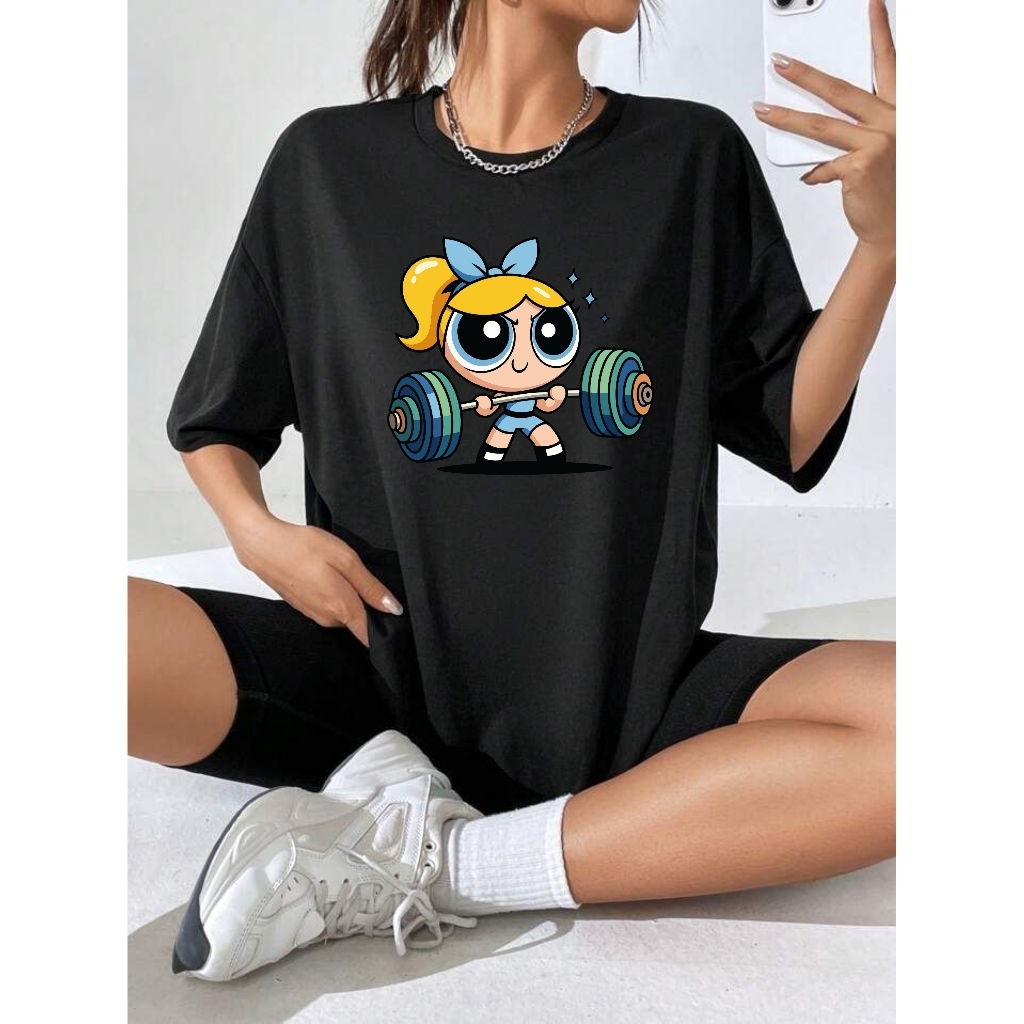 Camiseta Feminina Fitness Meninas Super Poderosas 100% Algodão | Academia Gym Treino Estilosa