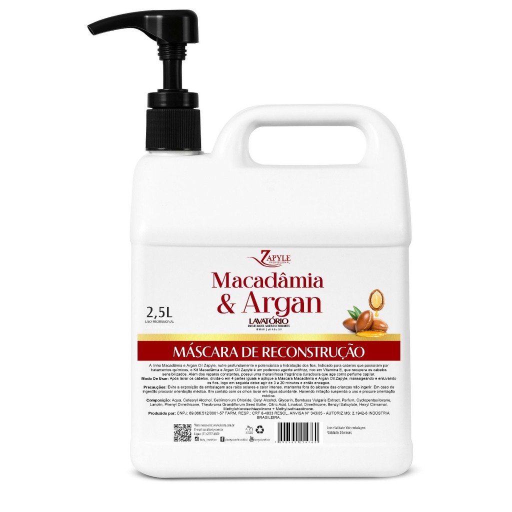 MASCARA RECONSTRUÇÃO ARGAN E MACADÂMIA 2,5L ZAPYLE