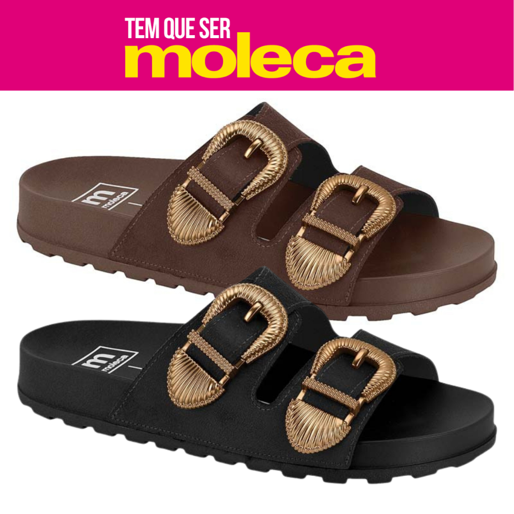Chinelo Feminino Moleca Fivela Slide Conforto Casual Moda Ana Anatomico Tratorado Plataforma Camuça