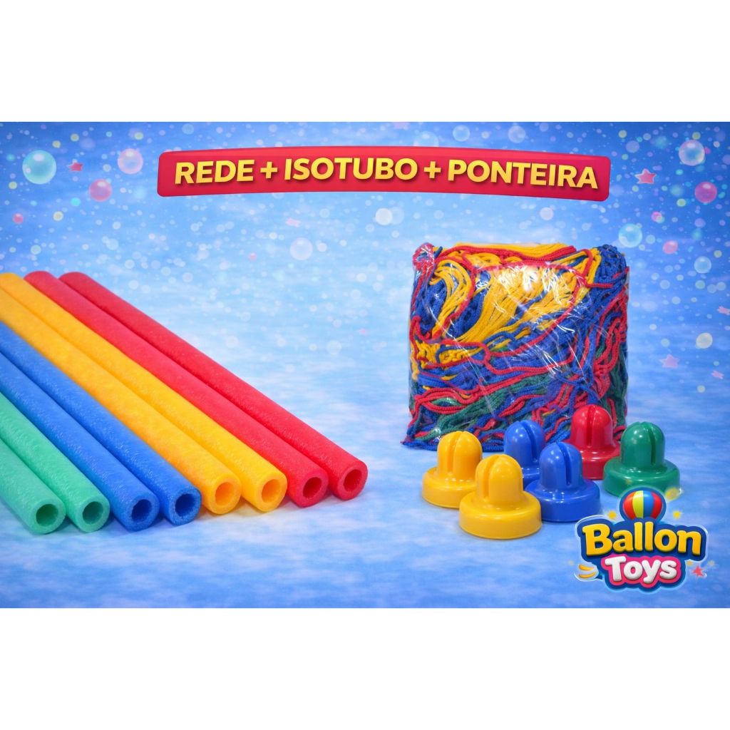 Rede 2,44 + 6 Isotubos + 6 Ponteiras Cama Elástica Pula Pula Trampolim em Oferta na Shopee