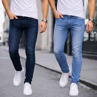 Calça Jeans Masculina Skinny Com Lycra Elastano Linha Premium Azul Claro e Escuro ou 1 Calça em Oferta na Shopee