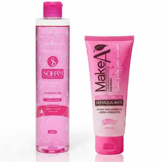 Kit Facial Skincare Água Micelar + Sabonete Demaquilante Limpeza de Pele Uso Diário (2 peças)