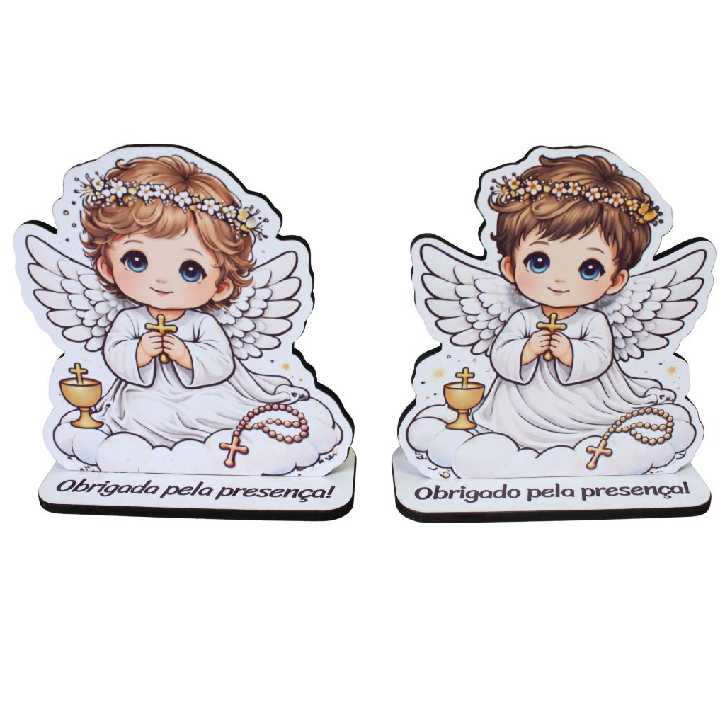 Lembrancinha Anjinho ou Anjinha Personalizável MDF – Batizado Primeira Comunhão Festa Religiosa Crisma Aniversário