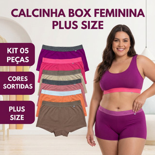 Kit 5 Calcinhas Boxer Cueca Feminina Era PLUS SIZE - ERA