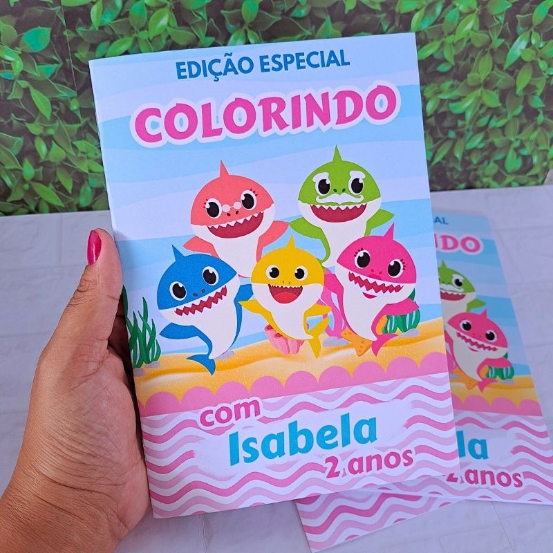 10 LIVRINHOS colorir BABY SHARK personalizados, lembrancinhas aniversário Infantil