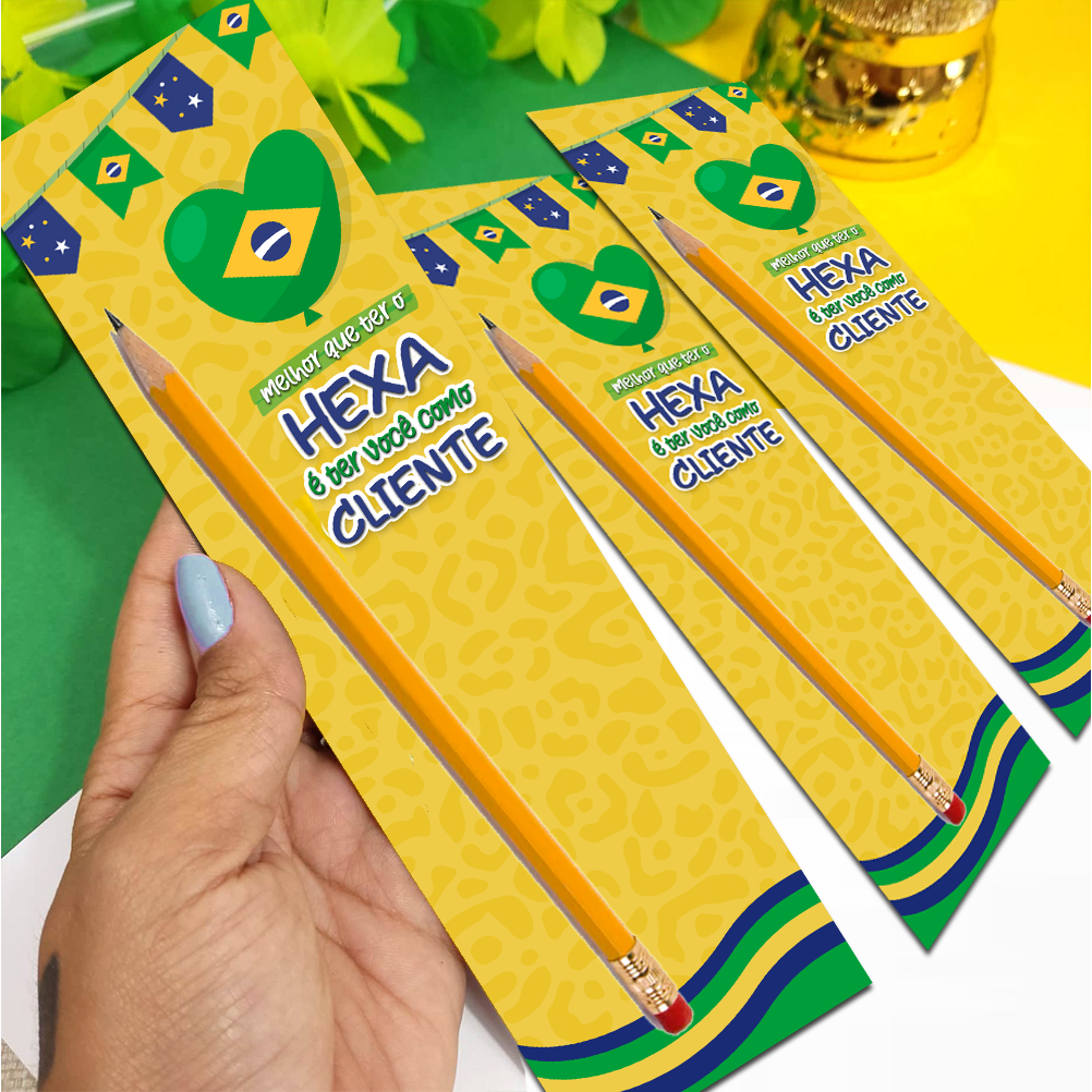 Card Porta Lápis ou Caneta Copa do Mundo Brasil - SOMENTE CARD - 24 UNIDADES