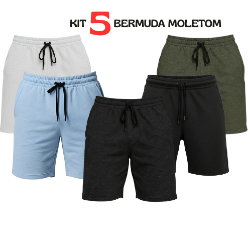 Kit 5 Shorts Moletom Masculino Estilo Urbano | Leve, Macio e Perfeito para o Dia a Dia