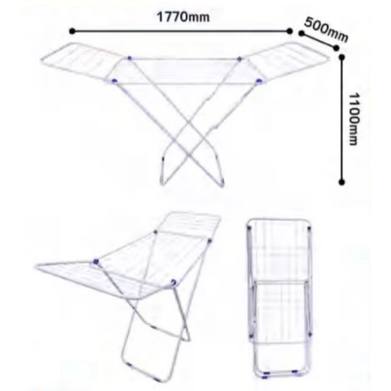 Varal P/ Roupas De Chão Grande 100% Ferro  Reforçado Com Abas Dobrável Retrátil Resistente Premium-envio imediato em Oferta na Shopee