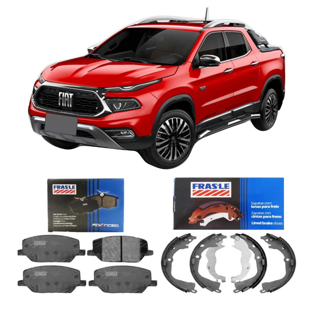 Jogo Pastilha De Freio Dianteira + Sapata De Freio Traseira Fiat Toro 2.0 2017 A 2026 Frasle