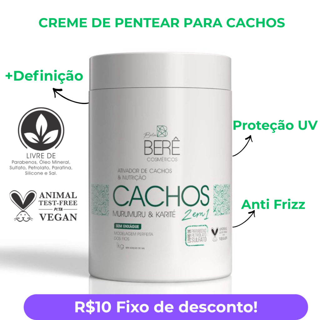 Creme de Pentear 1KG – Ativador de Cachos Profissional com Murumuru e Karité Anti-Frizz | Vegano
