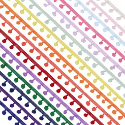 Fita Mini Pompom 26 mm Diversas Cores Grelot Aviamento Artesanato Costura Patch 18 Metros work Cofrinho Caixinha