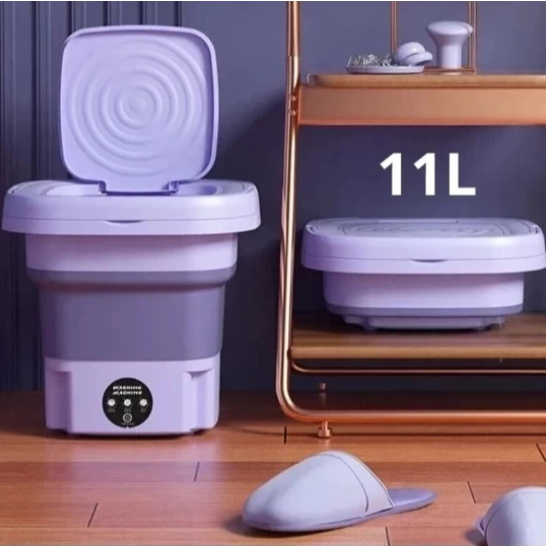 Mini máquina de lavar roupa 10L dobrável portátil moderna máquina de lavar automática 110v COR Roxa